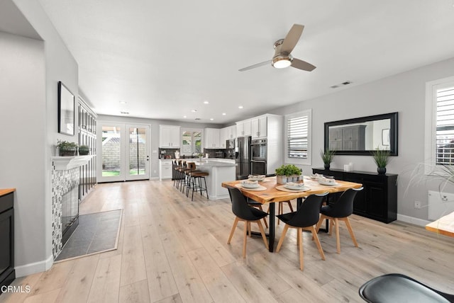 5091 Via Fresco, Camarillo, CA 93012 - dining space with a ceiling fan, light wood-type flooring, and recessed lighting