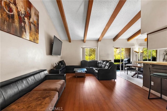 2700 Cahuenga Blvd E Unit 1302, Los Angeles, CA 90068 - living room with beam ceiling and wood-type flooring