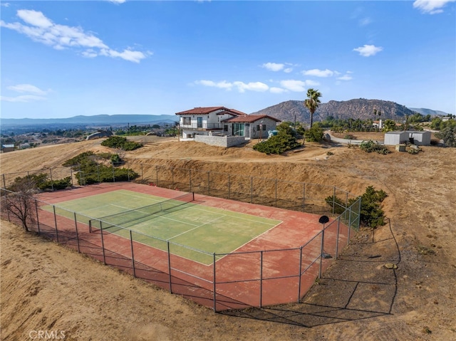 38225 Camino Sierra Rd, Temecula, CA 92592 - view of tennis court featuring a mountain view
