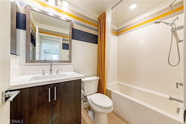 275 Pin Ln, Covina, CA 91722 - full bathroom featuring shower / bath combination with curtain, vanity, and recessed lighting