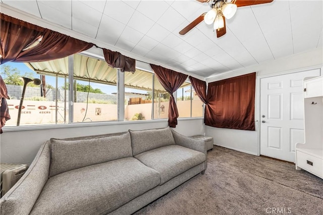 66890 Hacienda Ave, Desert Hot Springs, CA 92240 - living room featuring carpet and ceiling fan