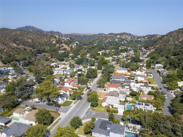 2046 E Glenoaks Blvd, Glendale, CA 91206 - aerial overview of property's location with a mountain backdrop and nearby suburban area