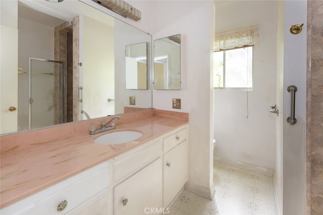 2046 E Glenoaks Blvd, Glendale, CA 91206 - full bathroom featuring vanity, a shower stall, and tile patterned floors