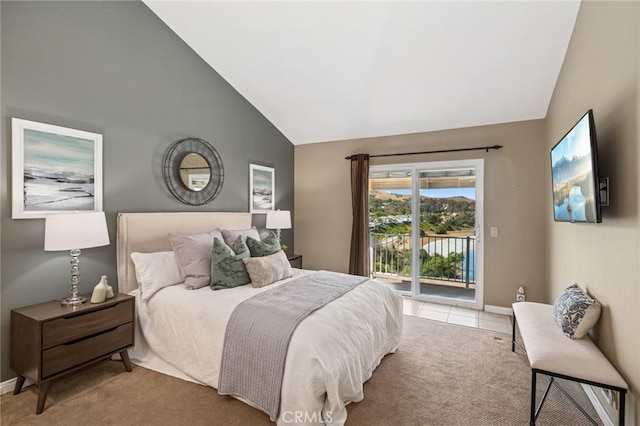 7012 E Viewpoint Ln, Anaheim Hills, CA 92807 - carpeted bedroom with access to exterior and high vaulted ceiling