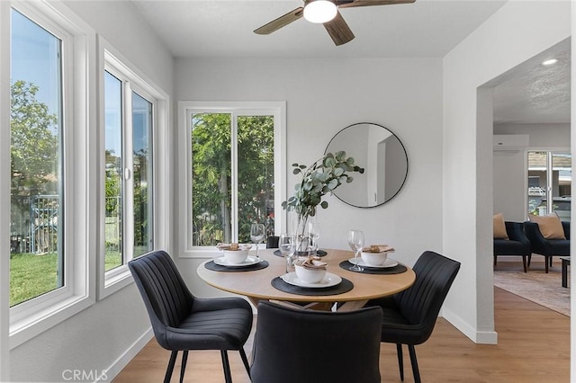 1021 W 5th St, Corona, CA 92882 - dining space with plenty of natural light, ceiling fan, and light wood finished floors
