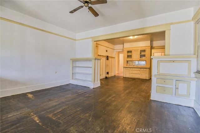 1615 W 39th Pl, Los Angeles, CA 90062 - unfurnished living room featuring dark wood finished floors and a ceiling fan