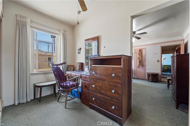 100 E Buena Vista St, Barstow, CA 92311 - home office featuring a ceiling fan and carpet