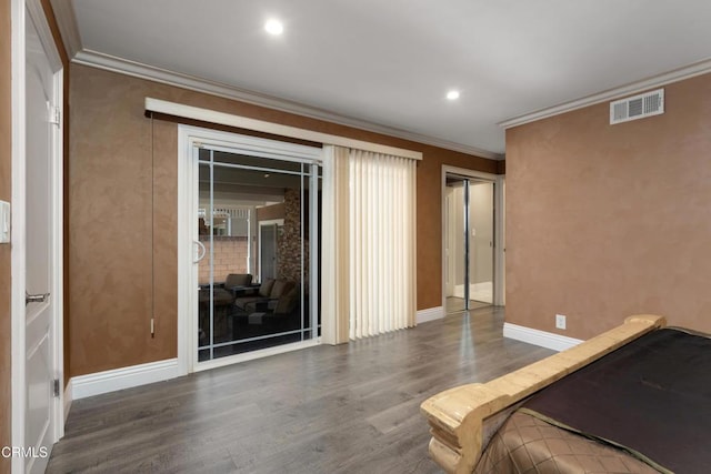 7422 Orion Ave, Van Nuys, CA 91406 - bedroom with crown molding, wood finished floors, and recessed lighting