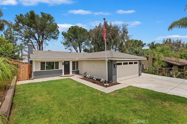 2266 Mcneil Cir, Corona, CA 92882 - ranch-style home with a garage, driveway, stucco siding, and a chimney