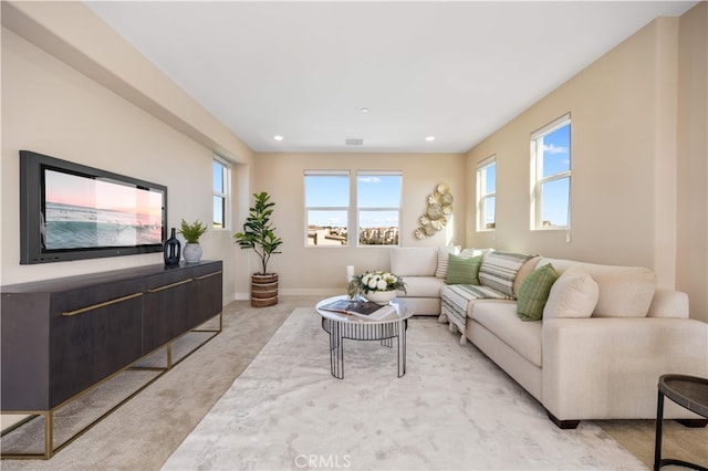 125 Character, Irvine, CA 92618 - living area with healthy amount of natural light, light carpet, and recessed lighting