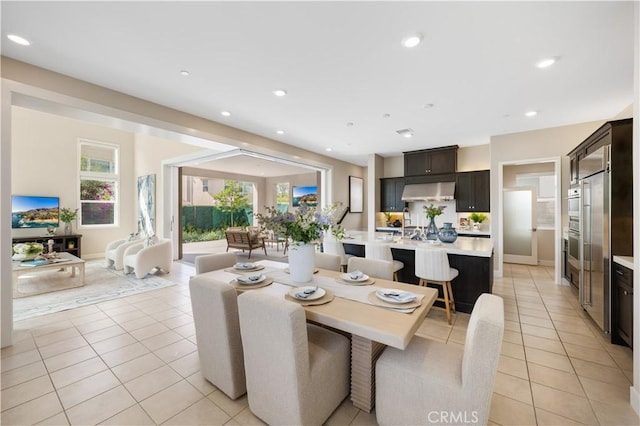 125 Character, Irvine, CA 92618 - dining area with light tile patterned floors and recessed lighting