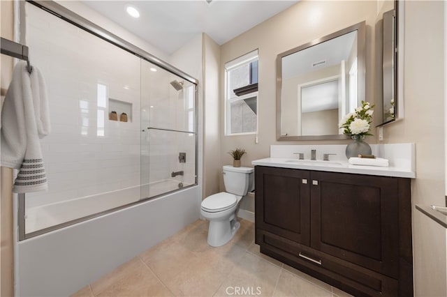 125 Character, Irvine, CA 92618 - full bath featuring vanity, enclosed tub / shower combo, tile patterned flooring, and recessed lighting