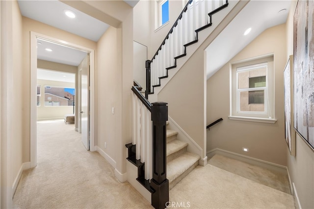 125 Character, Irvine, CA 92618 - stairway featuring carpet floors, healthy amount of natural light, and recessed lighting