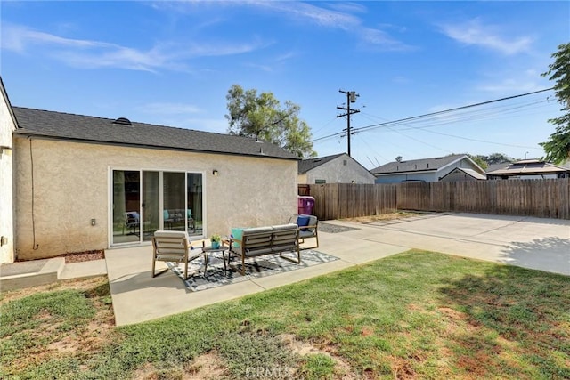 4437 Keever Ave, Long Beach, CA 90807 - back of house featuring stucco siding, a patio, and outdoor lounge area
