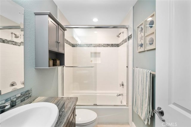 24532 Moonfire Dr, Dana Point, CA 92629 - bathroom with vanity, shower / bath combination with glass door, and recessed lighting