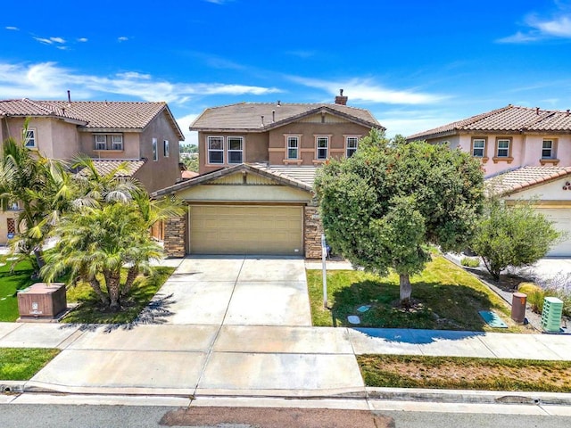 1412 Long View Dr, Chula Vista, CA 91915 - view of front of home with driveway, stone siding, stucco siding, a garage, and a residential view