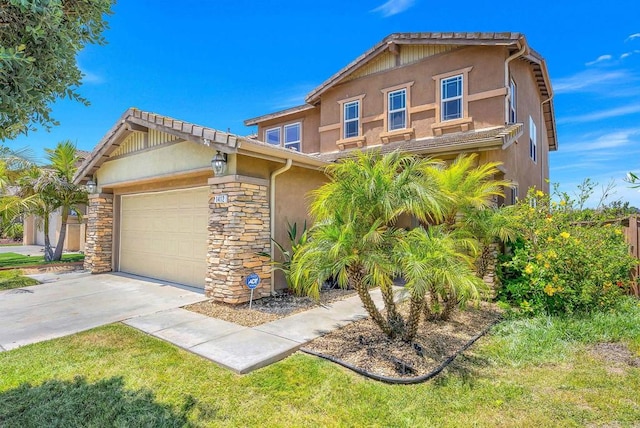 1412 Long View Dr, Chula Vista, CA 91915 - view of front of home with stone siding, stucco siding, concrete driveway, and a garage