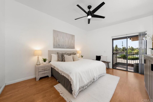 1802 Via Las Palmas Unit 36, National City, CA 91950 - bedroom with access to exterior, wood finished floors, and a ceiling fan
