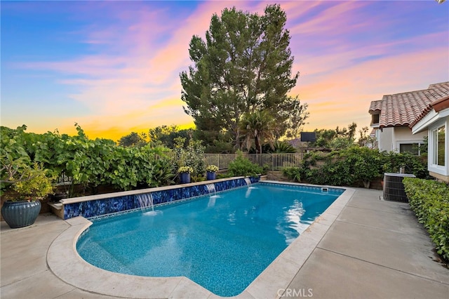 26582 Maside, Mission Viejo, CA 92692 - pool at dusk featuring a fenced backyard and a patio area