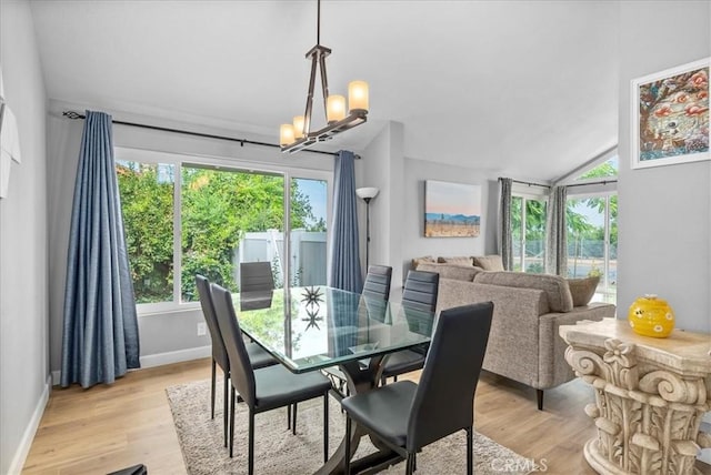 1380 Le Conte, Riverside, CA 92507 - dining space with a chandelier, light wood finished floors, and lofted ceiling