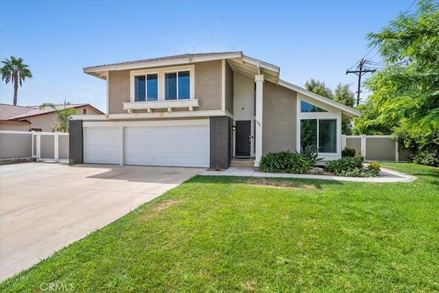 1380 Le Conte, Riverside, CA 92507 - view of front of home featuring stucco siding, concrete driveway, a garage, and brick siding