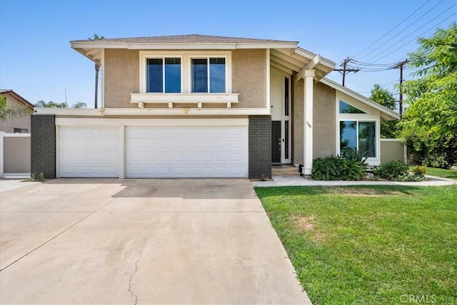 1380 Le Conte, Riverside, CA 92507 - view of front facade with stucco siding, driveway, a garage, and a front lawn