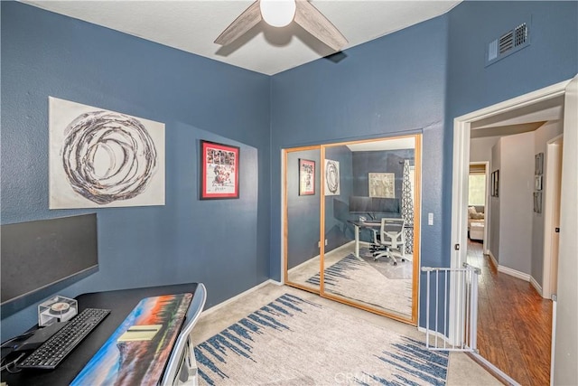22943 Banyan Pl Unit 306, Saugus, CA 91390 - office area with ceiling fan and wood finished floors