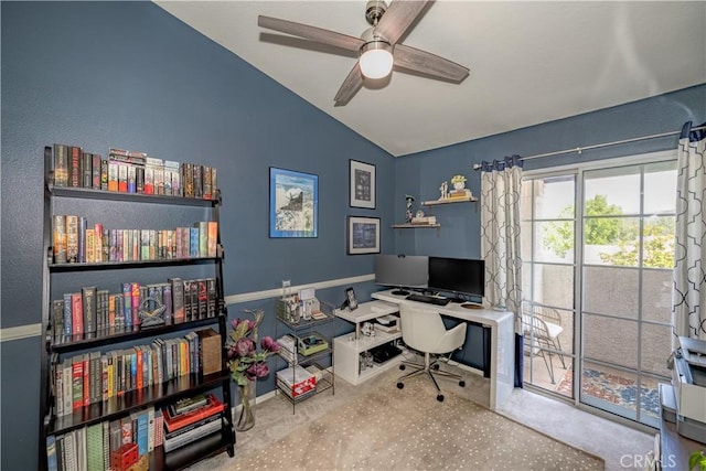 22943 Banyan Pl Unit 306, Saugus, CA 91390 - carpeted office space with vaulted ceiling and a ceiling fan