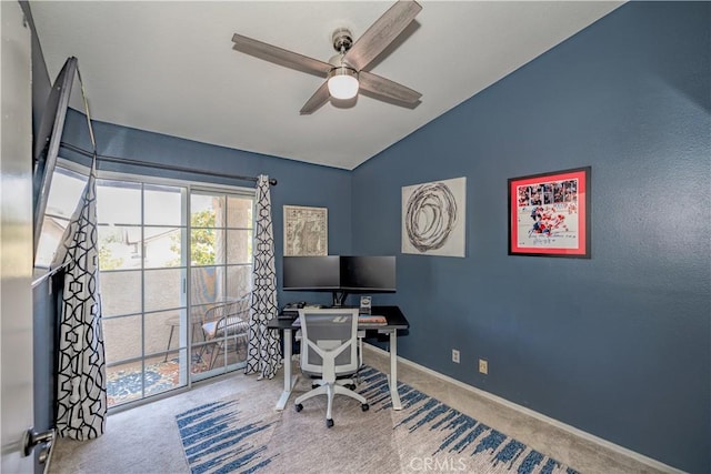 22943 Banyan Pl Unit 306, Saugus, CA 91390 - office space featuring carpet floors, lofted ceiling, and a ceiling fan