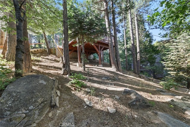 26314 Jacqueline Rd, Twin Peaks, CA 92391 - view of yard with a wooden deck