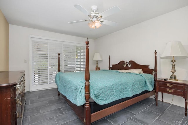 4112 Arboles Ct, Fallbrook, CA 92028 - bedroom featuring dark tile patterned flooring and a ceiling fan