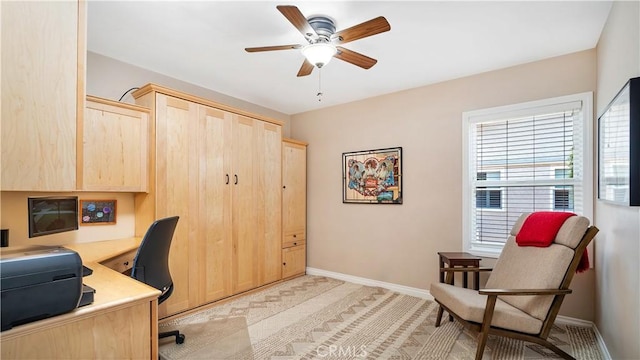 5215 E Monlaco Rd, Long Beach, CA 90808 - office area featuring a ceiling fan and light colored carpet