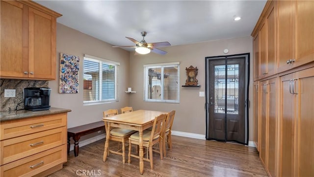 5215 E Monlaco Rd, Long Beach, CA 90808 - dining room with wood finished floors and a ceiling fan