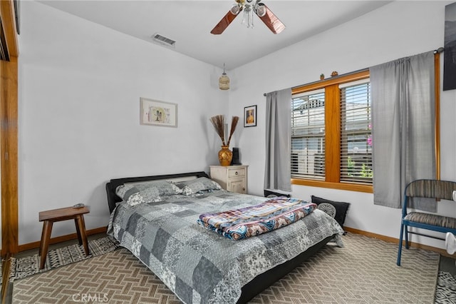 6739 Palm Ave, Riverside, CA 92506 - bedroom featuring ceiling fan and brick patterned flooring