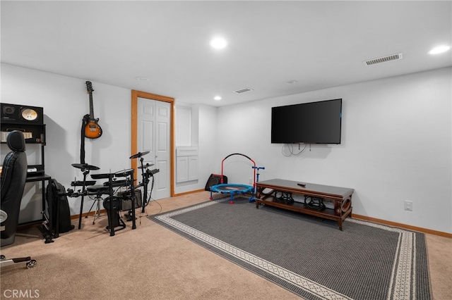 6739 Palm Ave, Riverside, CA 92506 - workout area featuring recessed lighting and carpet