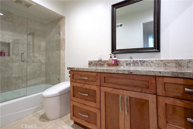 1995 Molino Ave Unit 102, Signal Hill, CA 90755 - bathroom with vanity, combined bath / shower with glass door, and tile patterned flooring