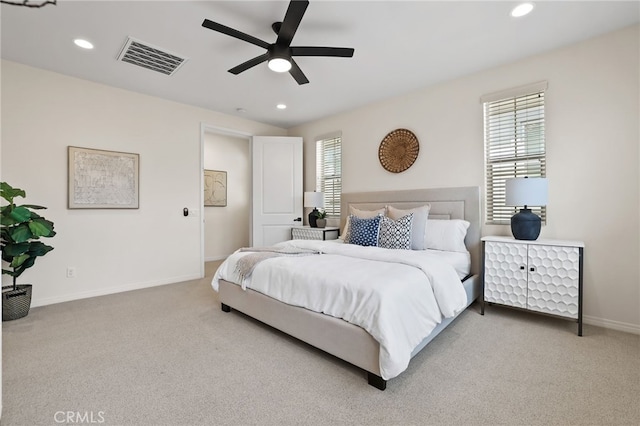 143 Hollow Tree, Irvine, CA 92618 - bedroom with light colored carpet, recessed lighting, and ceiling fan