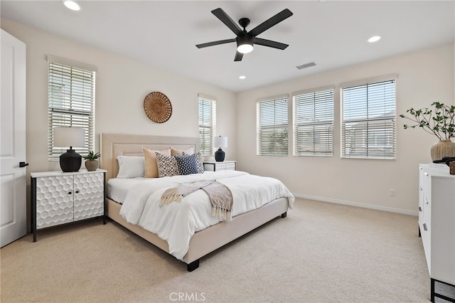 143 Hollow Tree, Irvine, CA 92618 - bedroom featuring recessed lighting, light carpet, and a ceiling fan
