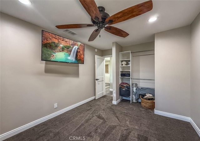 2288 Marilyn St, Simi Valley, CA 93065 - bedroom featuring dark colored carpet, recessed lighting, and a ceiling fan