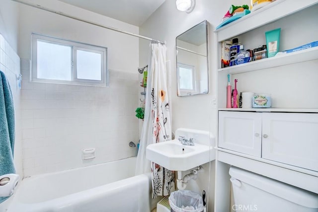 12029 Greyford St, Whittier, CA 90606 - full bath featuring shower / bath combo with shower curtain and toilet