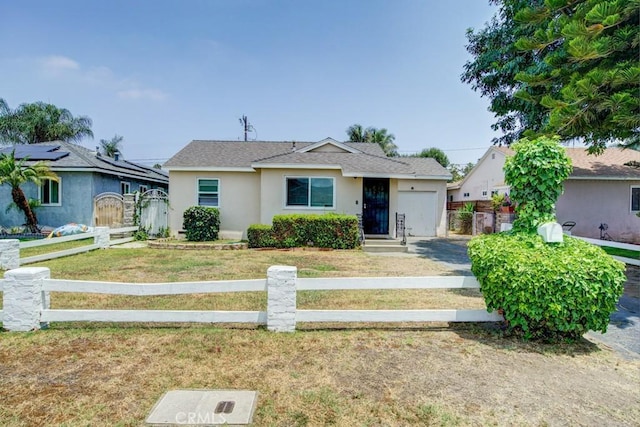 12029 Greyford St, Whittier, CA 90606 - view of front of property with stucco siding, a fenced front yard, and roof with shingles