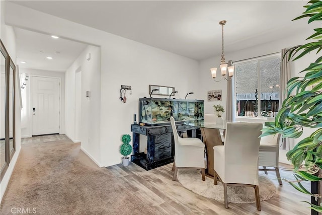 2146 N Rinaldi Ct, Visalia, CA 93291 - dining room with a chandelier, wood finished floors, and recessed lighting