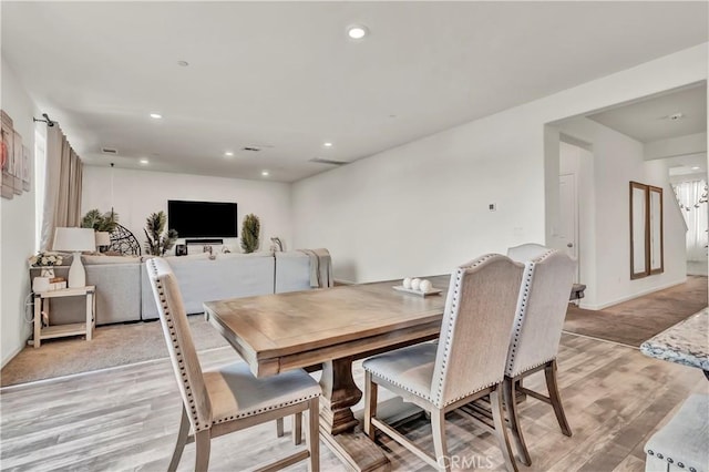 2146 N Rinaldi Ct, Visalia, CA 93291 - dining space featuring light wood-style flooring and recessed lighting