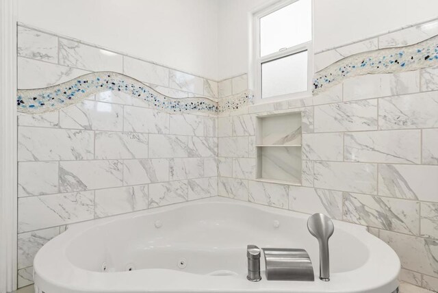 12405 Royal Rd, El Cajon, CA 92021 - bathroom with a jetted tub and tile walls