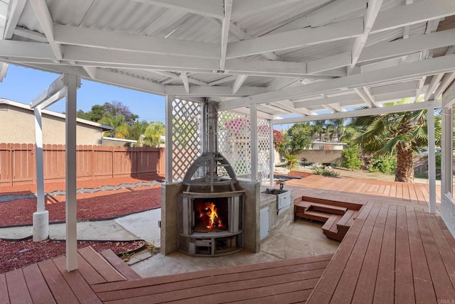 12405 Royal Rd, El Cajon, CA 92021 - wooden deck with a fireplace