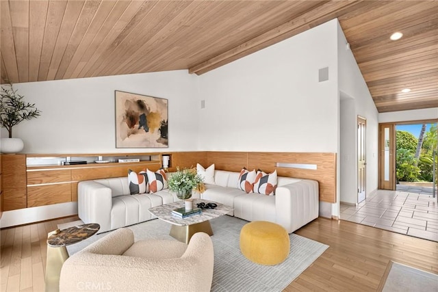 1324 Pitcairn Pl, Laguna Beach, CA 92651 - living area with vaulted ceiling, wood ceiling, hardwood / wood-style flooring, and recessed lighting
