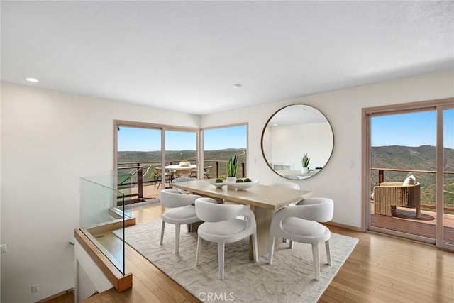 1324 Pitcairn Pl, Laguna Beach, CA 92651 - dining room featuring light wood finished floors, a mountain view, and recessed lighting