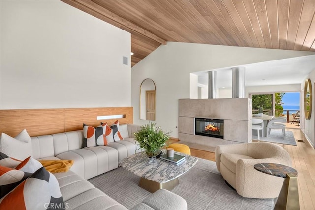 1324 Pitcairn Pl, Laguna Beach, CA 92651 - living area with wood finished floors, a fireplace, and wooden ceiling