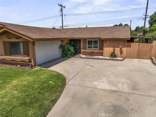 9726 Kimberly Ave, Montclair, CA 91763 - ranch-style home with a shingled roof, driveway, an attached garage, and stucco siding