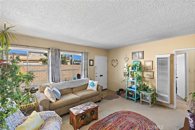4292 Howard Ave, Los Alamitos, CA 90720 - carpeted living room with a heating unit and a textured ceiling
